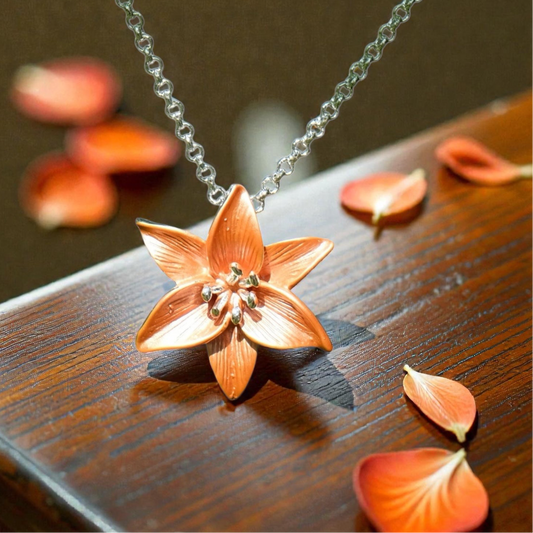 A Tiger Lily Necklace available to buy from Fig and Rose Home.