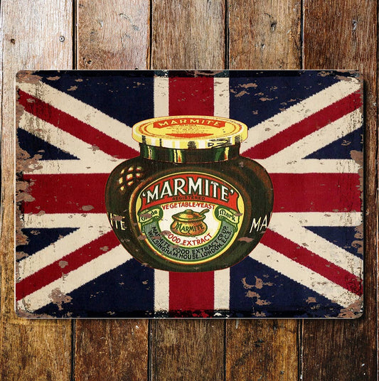 A Vintage Marmite Metal Sign available to buy from Fig and Rose Home.