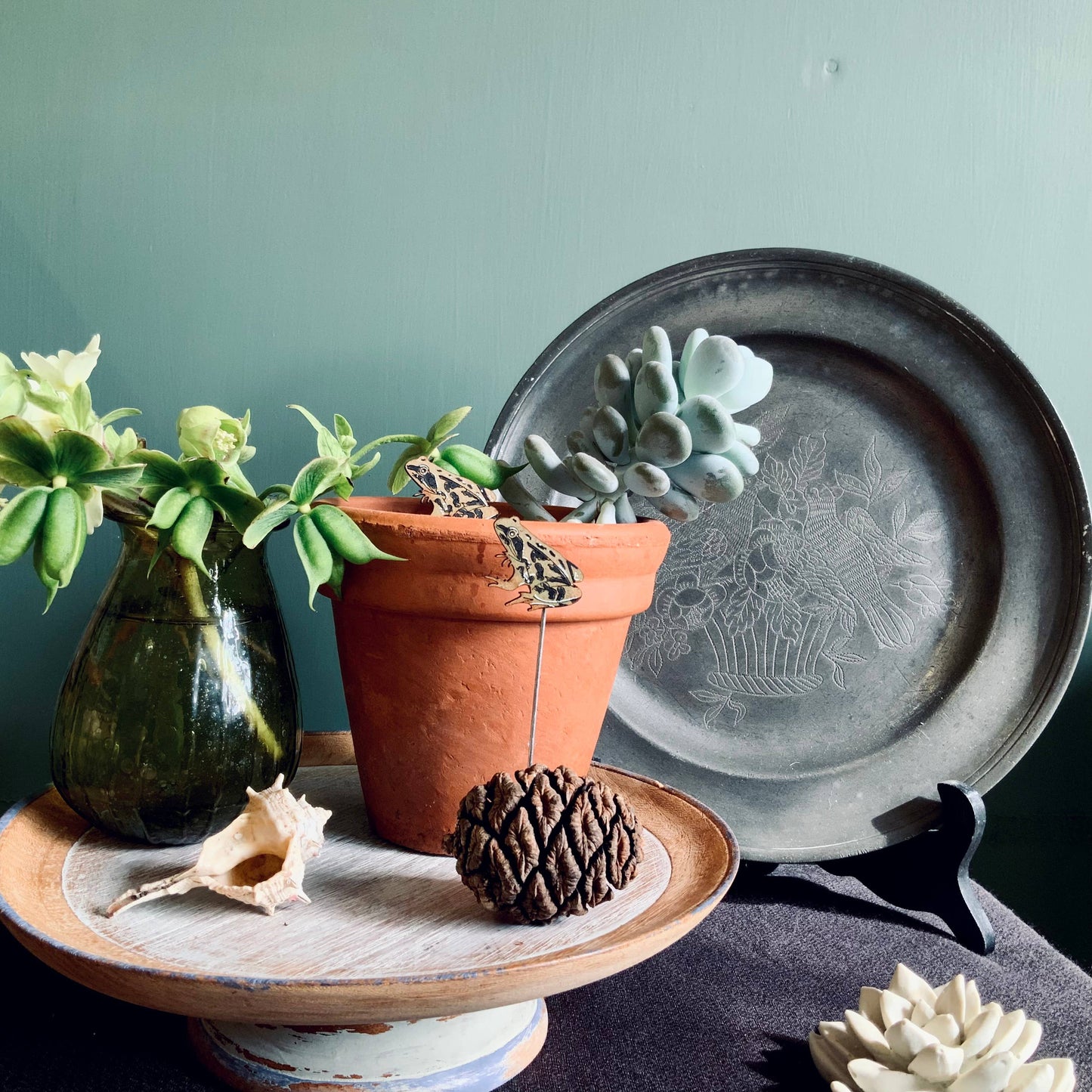 A Frog Plant Pot Companions available to buy from Fig and Rose Home.