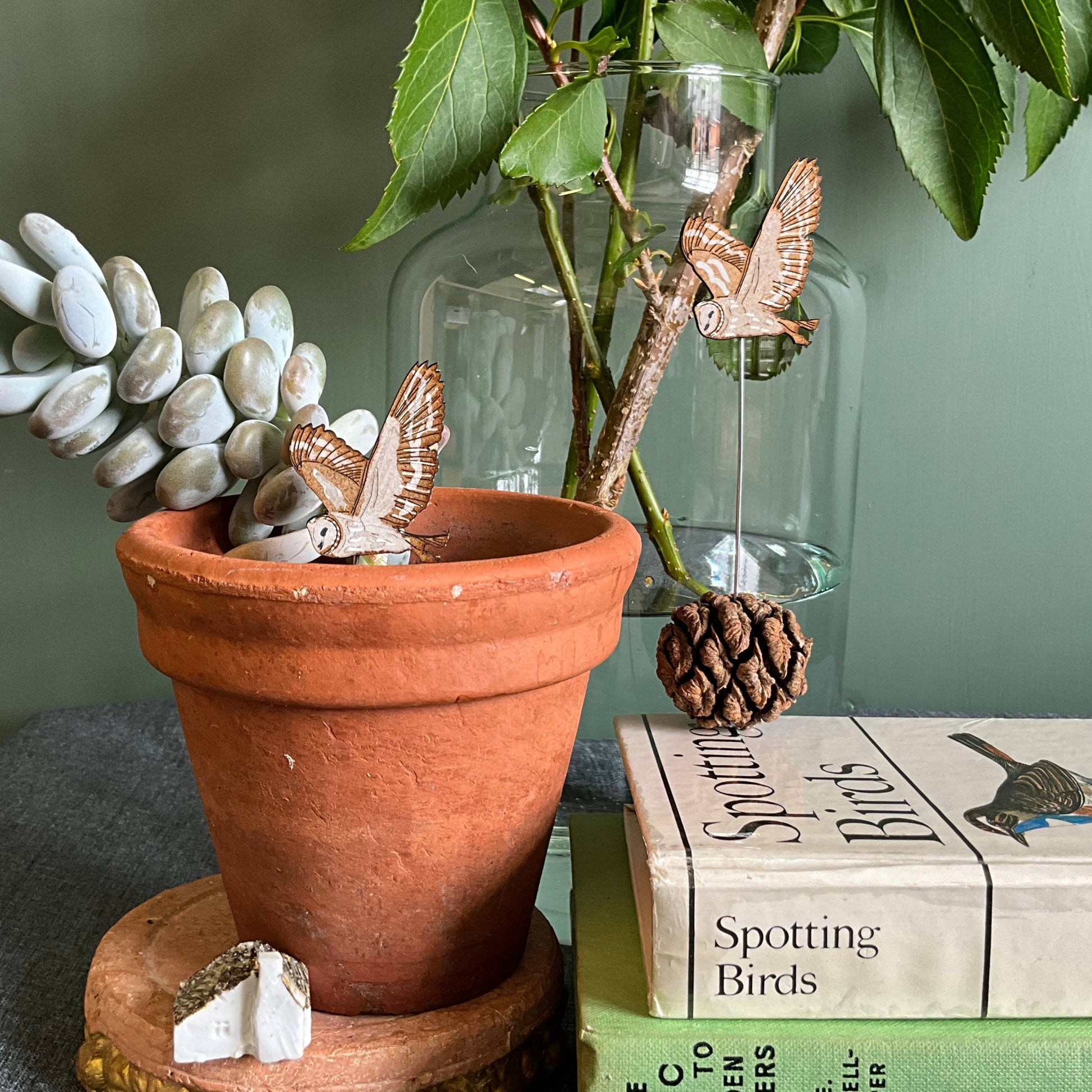 A Barn Owl Plant Pot Companions available to buy from Fig and Rose Home.