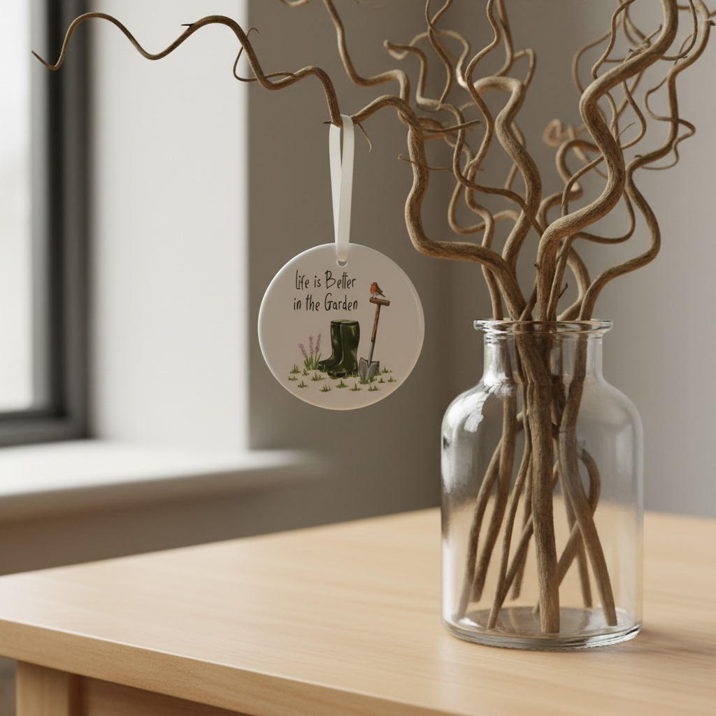 A Gardening Ceramic Hanging Decoration available to buy from Fig and Rose Home.
