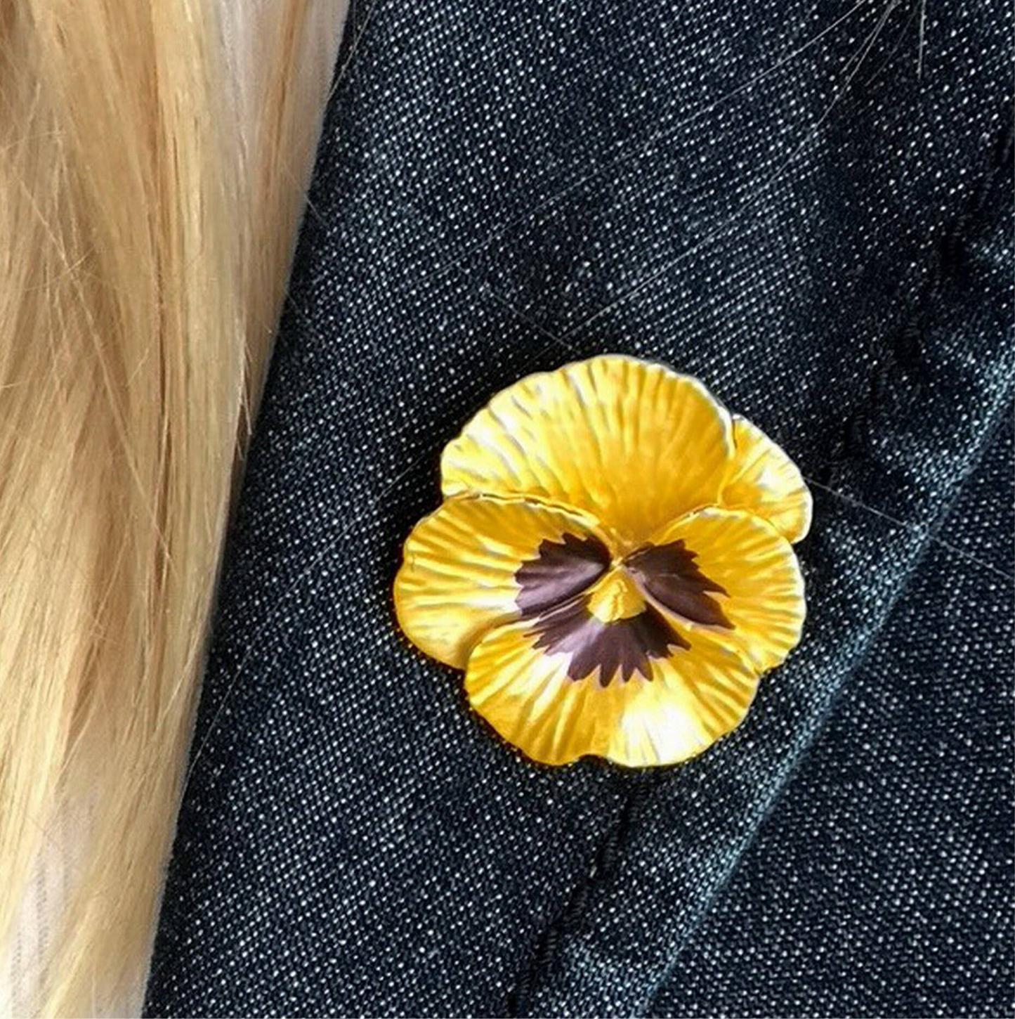 A Pansy Brooch available to buy from Fig and Rose Home.