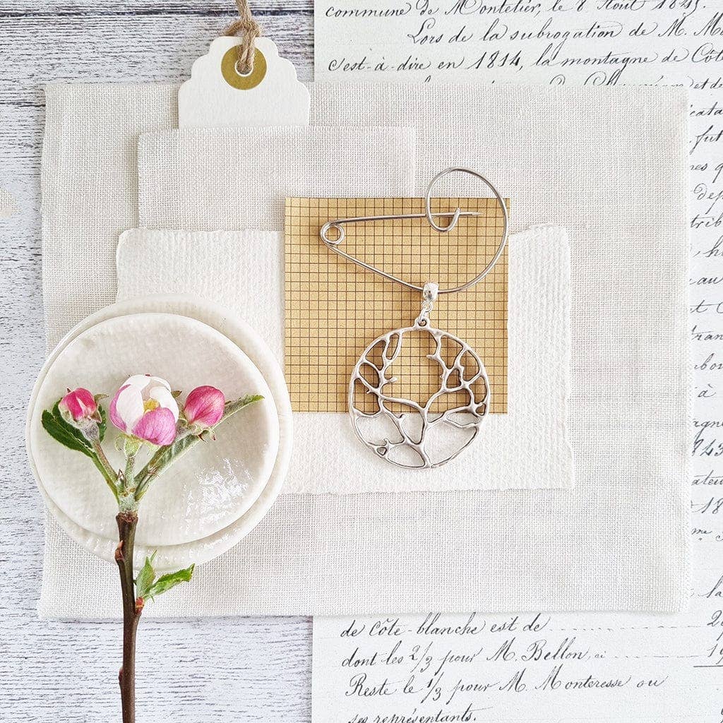 A Tree of Life Brooch available to buy from Fig and Rose Home.