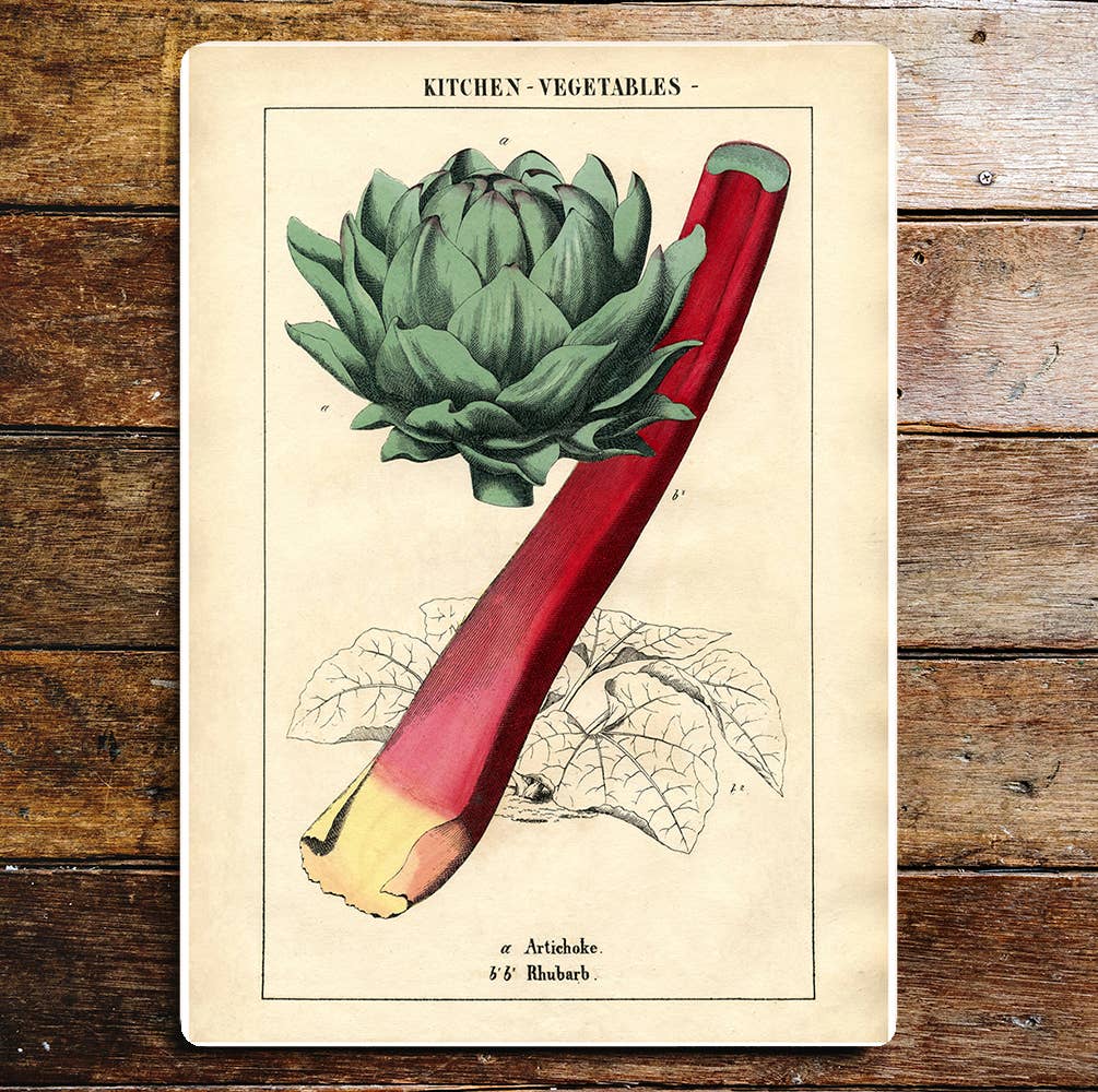A Rhubarb and Artichoke Metal Sign available to buy from Fig and Rose Home.