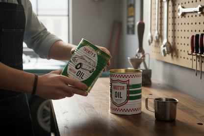 Motor Oil Retro Storage Tins Set of 2