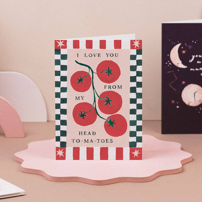 A Tomatoes Love Card available to buy from Fig and Rose Home.