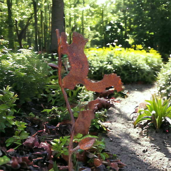 Rusty Squirrel | Garden Decor | Garden Stake | Gift for Gardener