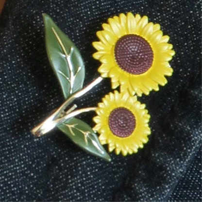 A Sunflower Pin Brooch available to buy from Fig and Rose Home.