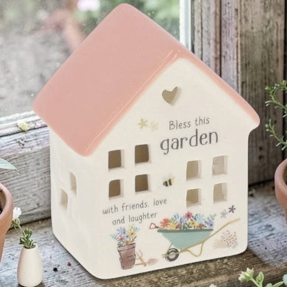 Ceramic Tealight Holder - Bless this Garden