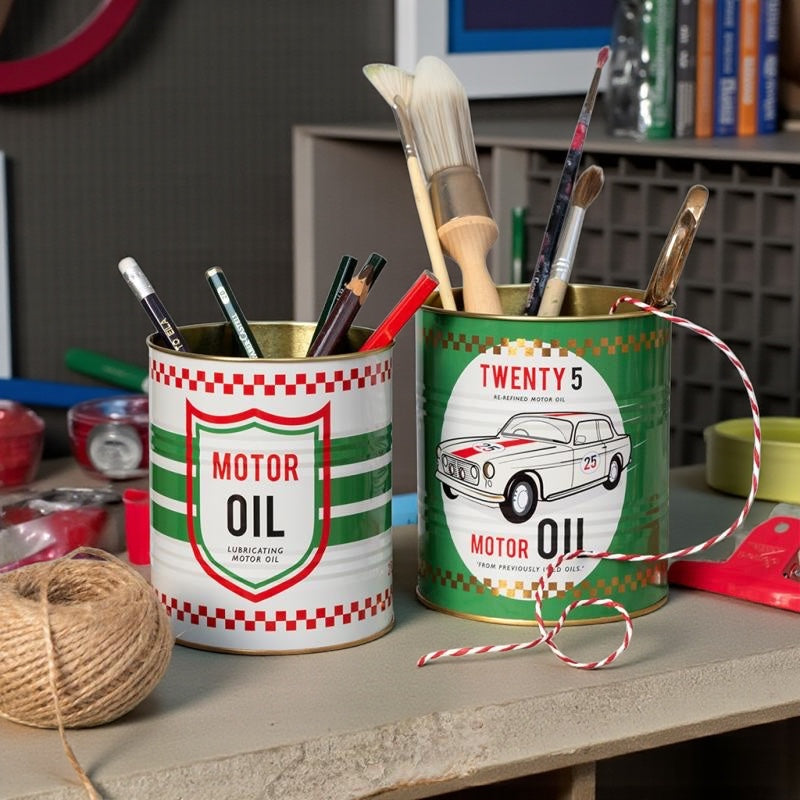 Motor Oil Retro Storage Tins Set of 2