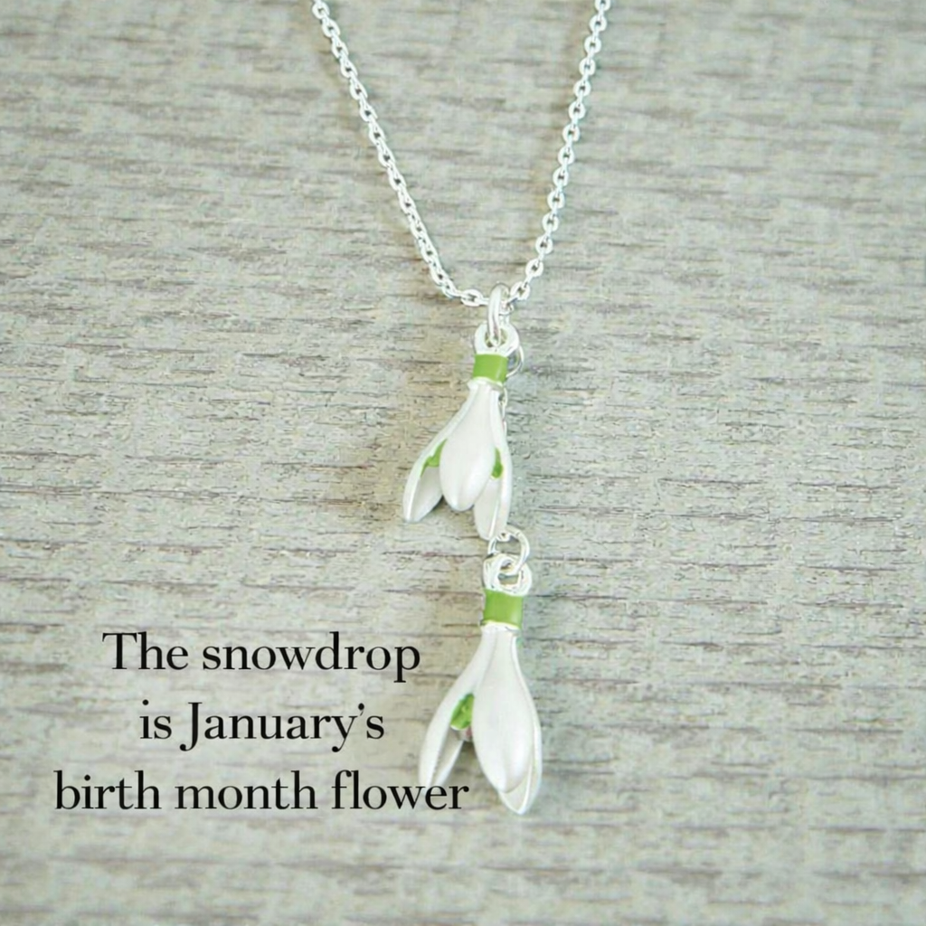 A Snowdrop Pendant Necklace available to buy from Fig and Rose Home.