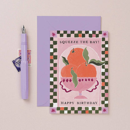 A Squeeze The Day Oranges Card available to buy from Fig and Rose Home.