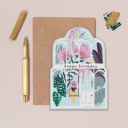 A Greenhouse Birthday Card available to buy from Fig and Rose Home.