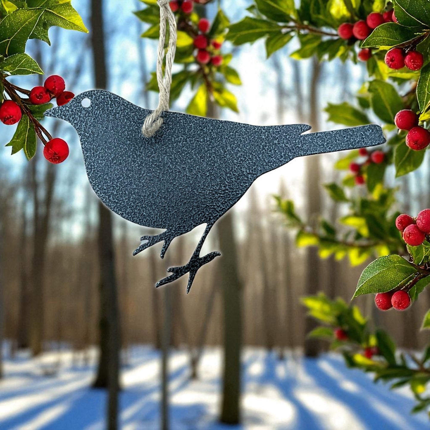 Metal Hanging Blackbird - Set of Three