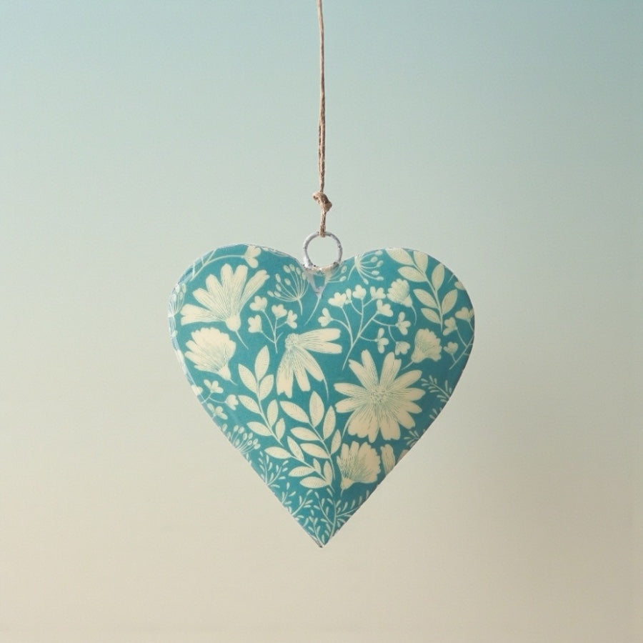 Floral Metal Hanging Heart Decoration