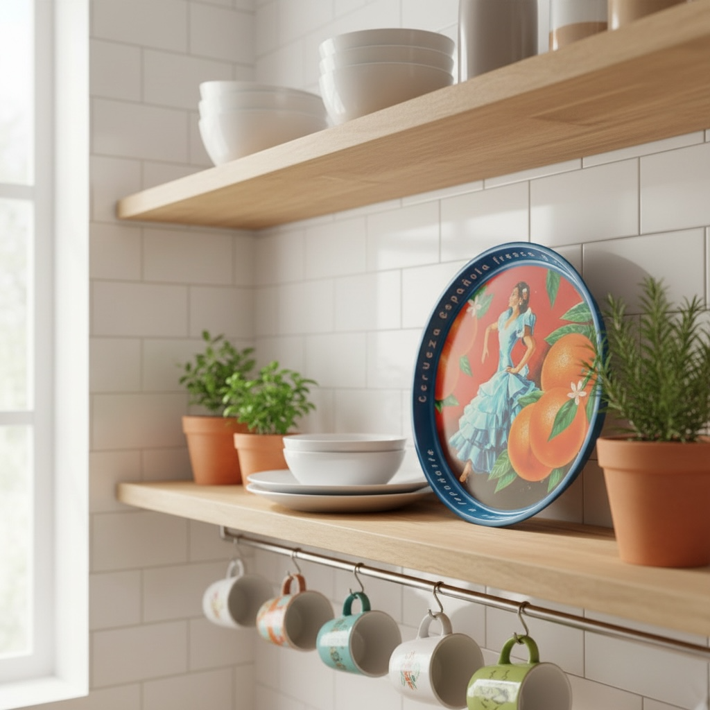 Spanish Beer Round Metal Serving Tray