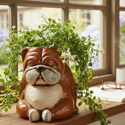 Ceramic Snoozing Bulldog Vase