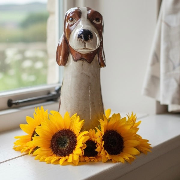 Ceramic Basset Hound Vase