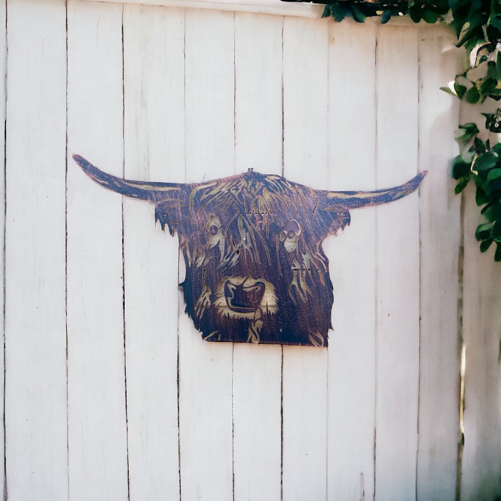 Highland Cow Head Copper Plaque