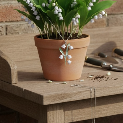 A Lily of The Valley Necklace available to buy from Fig and Rose Home.