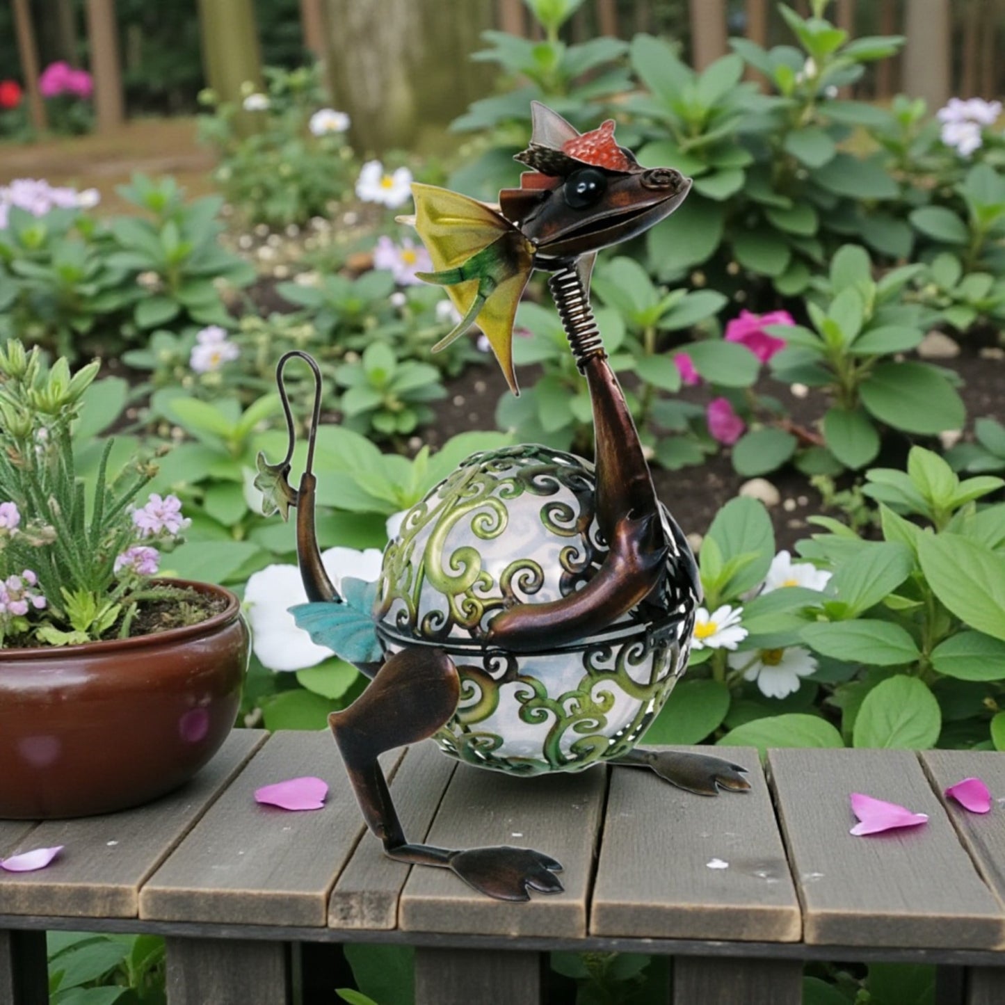 Fantasy Solar Dragon Ornament – LED Garden Guardian Sculpture