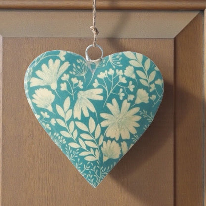 Floral Metal Hanging Heart Decoration