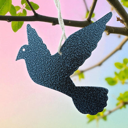 A Hanging Metal Dove Decorations – Set of 3 | Black or Rustic Steel Birds from Fig and Rose.