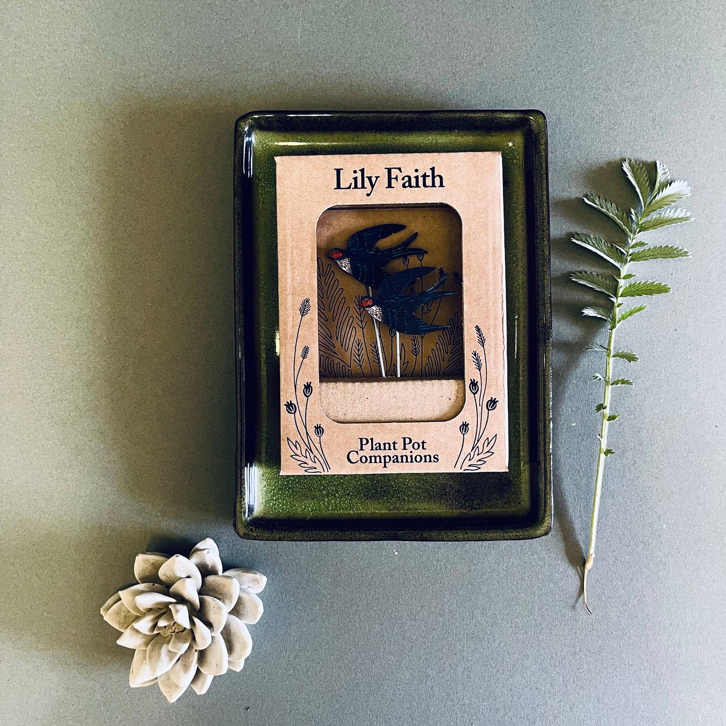 A Swallow Plant Pot Companions available to buy from Fig and Rose Home.