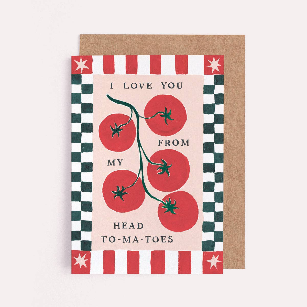 A Tomatoes Love Card available to buy from Fig and Rose Home.