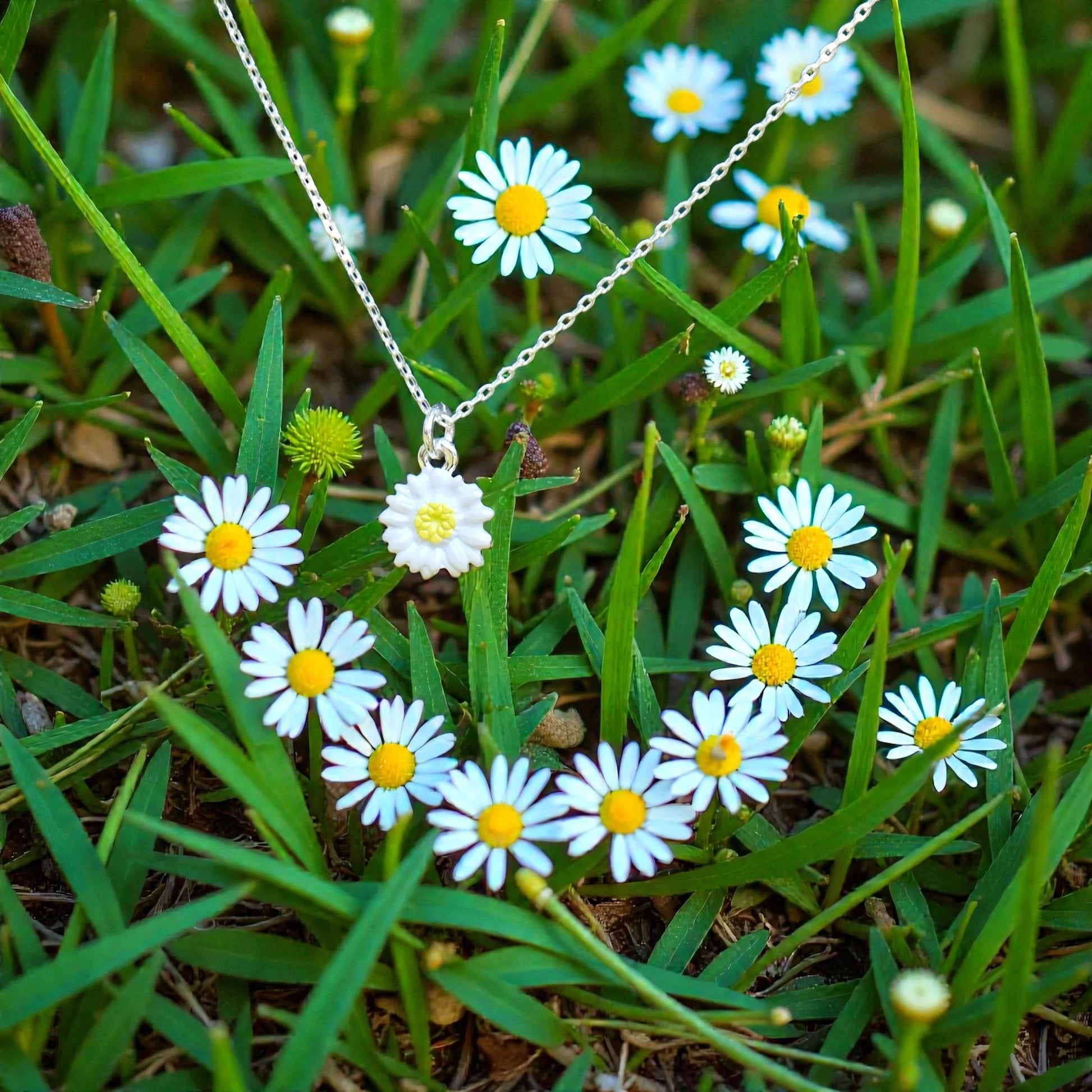 A Daisy Necklace available to buy from Fig and Rose Home.