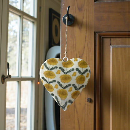 Wildflower Yellow Heart Decoration – 10cm
