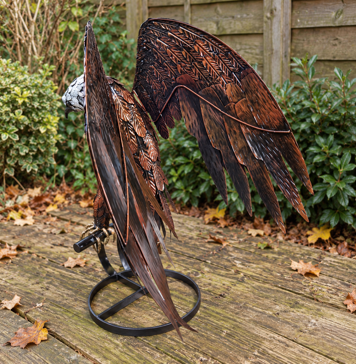 Large Metal Garden Sculpture | Hand-Finished Eagle Ornament