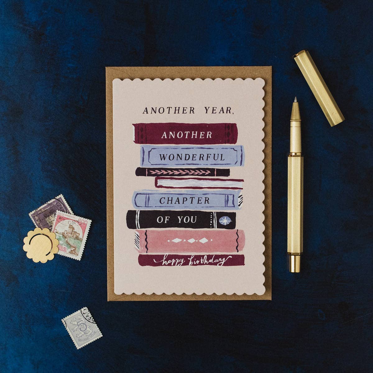 A Bookish Birthday Card available to buy from Fig and Rose Home.