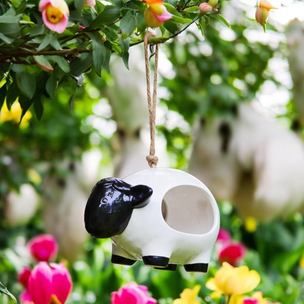 Ceramic Hanging Bird Feeder - Sheep from Fig and Rose.