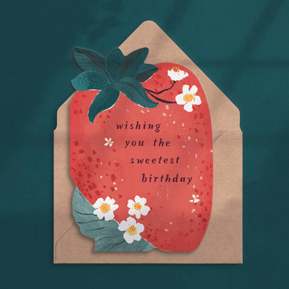 A Sweet Strawberry Birthday Card available to buy from Fig and Rose Home.