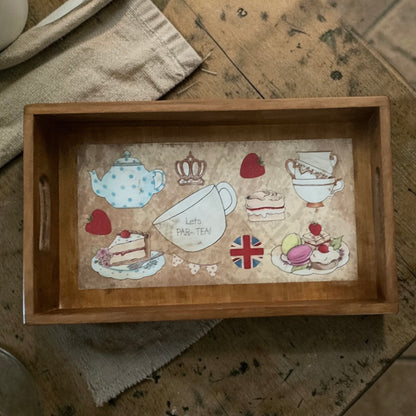 Rustic Wooden Café Serving Tray Set