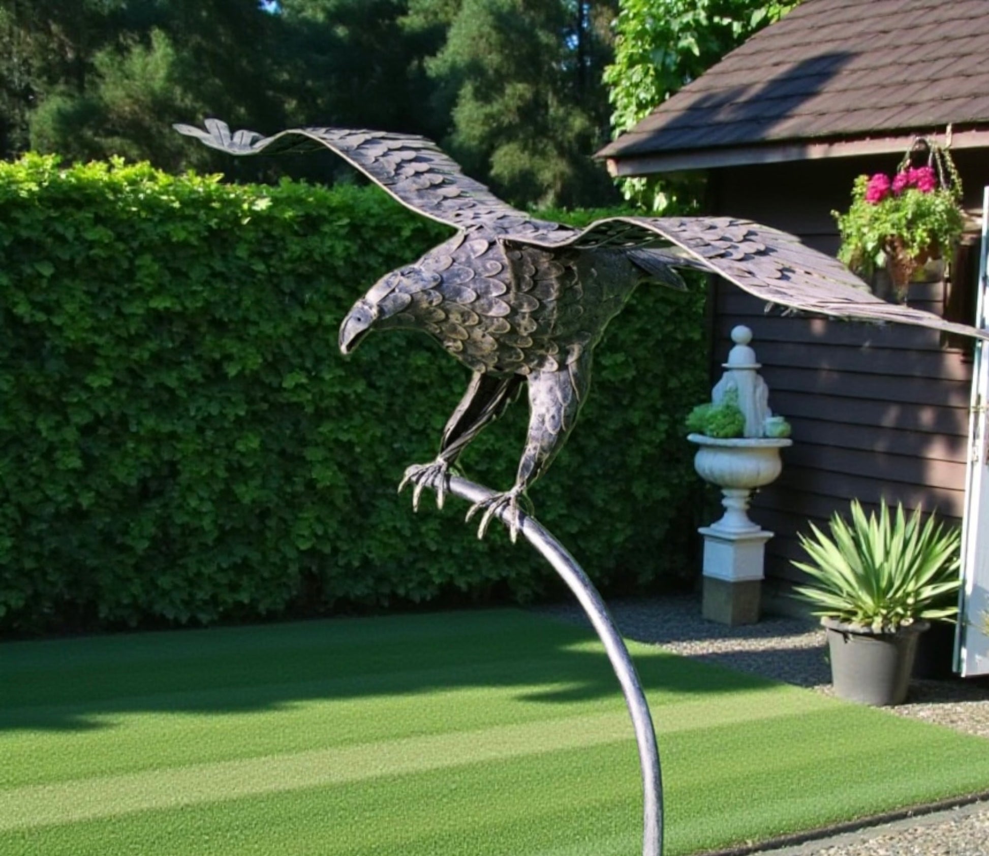 Metal Eagle Garden Sculpture from Fig and Rose