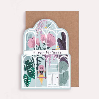 A Greenhouse Birthday Card available to buy from Fig and Rose Home.