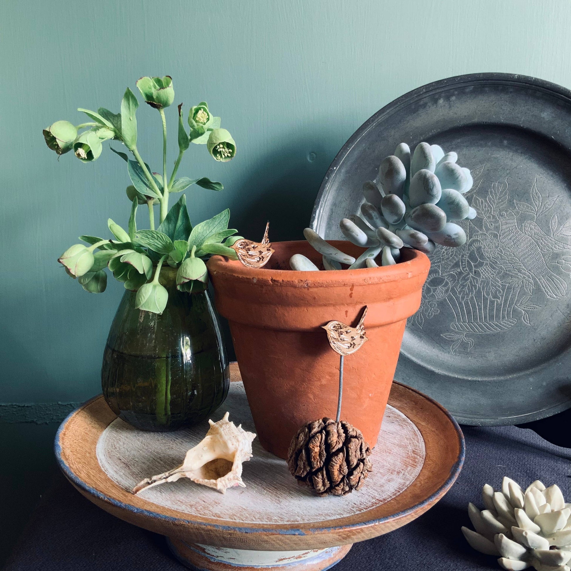 A Wren Plant Pot Companions available to buy from Fig and Rose Home.