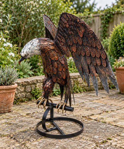 Large Metal Garden Sculpture | Hand-Finished Eagle Ornament