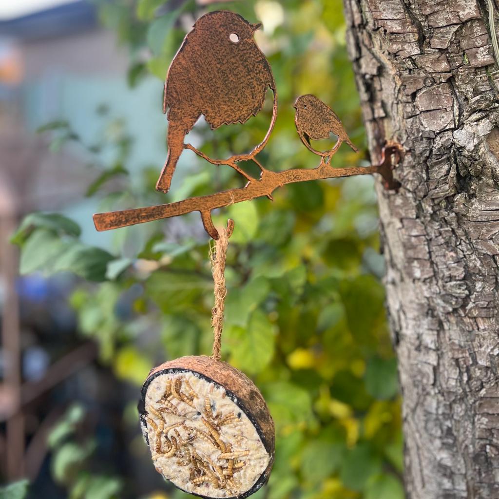Robin and Chick Bird Feeder | Gift for a Gardener | Robin’s appear when loved ones are near