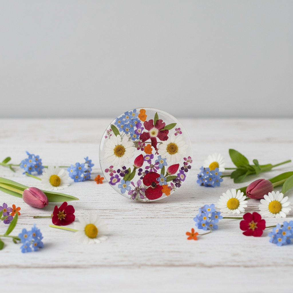 A Resin Flower Brooch available to buy from Fig and Rose Home.