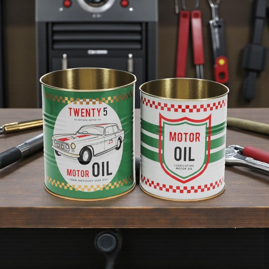 Motor Oil Retro Storage Tins Set of 2