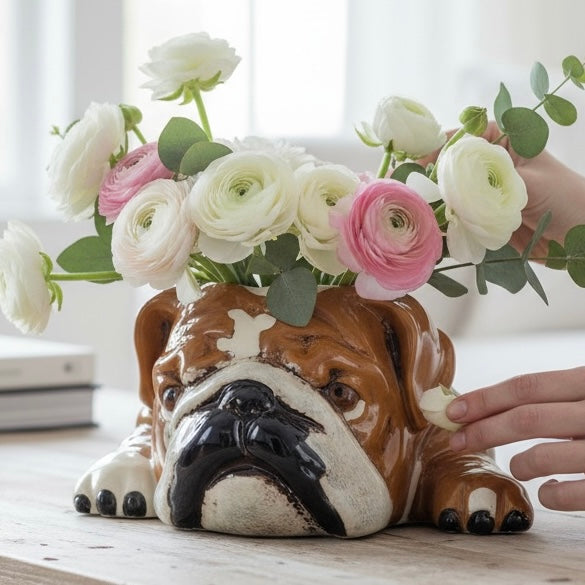 Ceramic Bulldog Planter