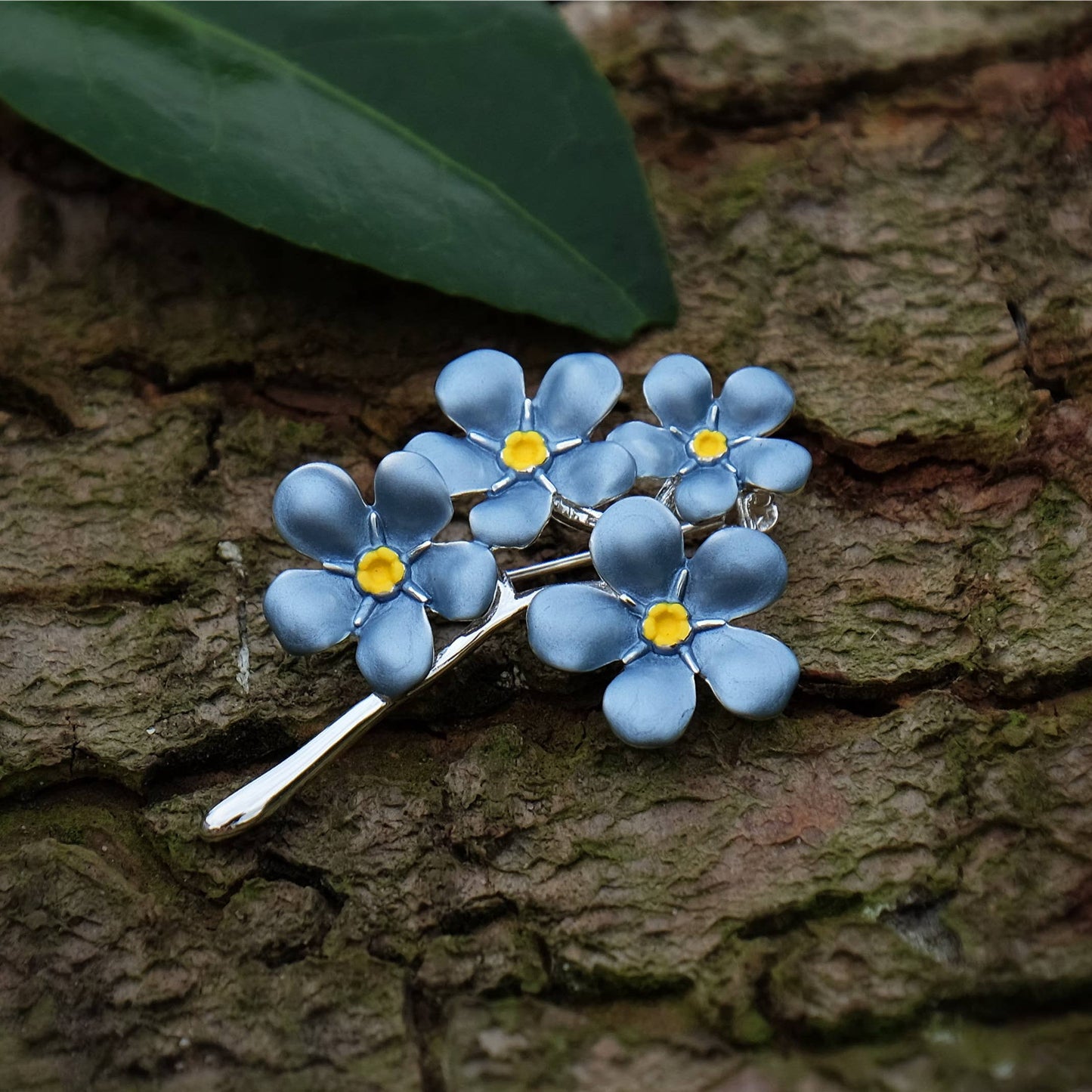 A Forget Me Not Brooch available to buy from Fig and Rose Home.