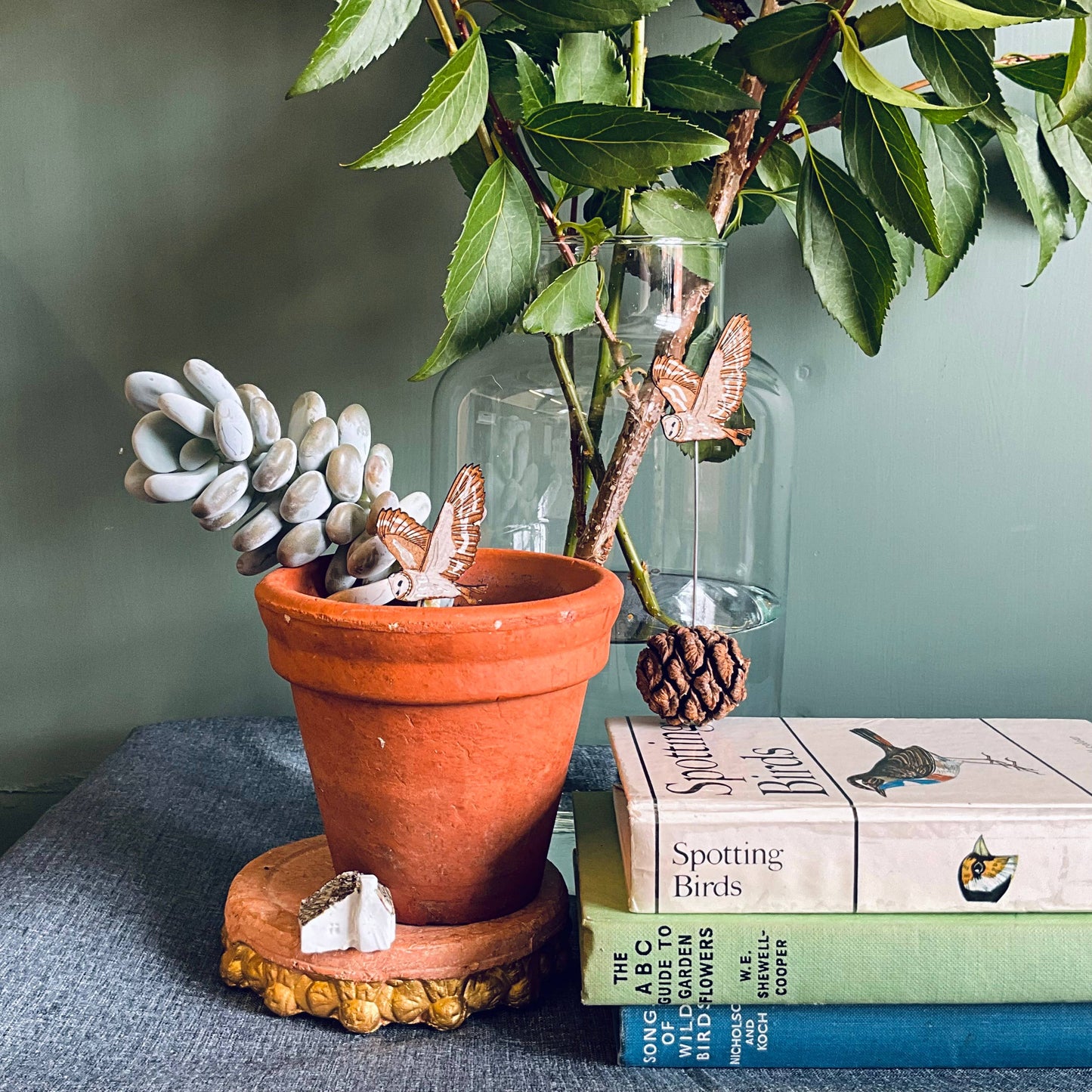 A Barn Owl Plant Pot Companions available to buy from Fig and Rose Home.
