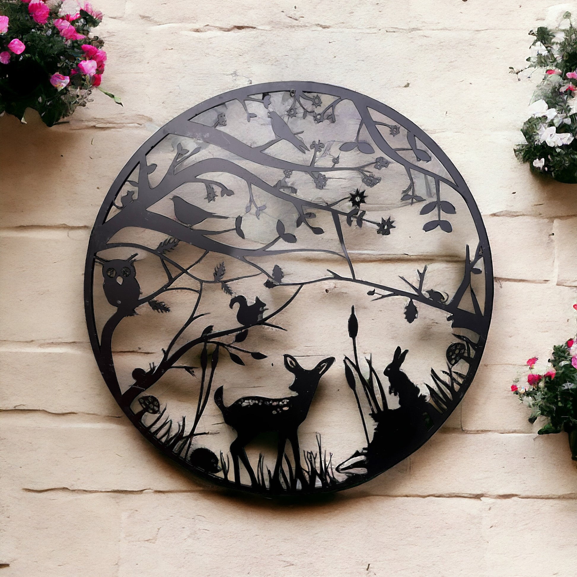 Black Wildlife Metal Garden Wall Plaque from Fig and Rose