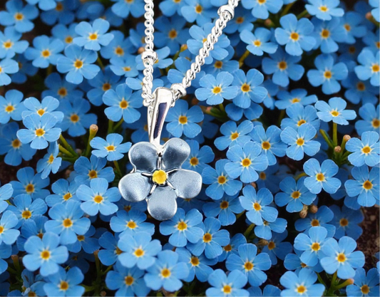 A Forget Me Not Necklace available to buy from Fig and Rose Home.