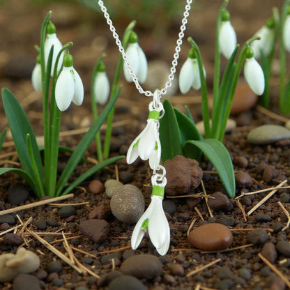 A Snowdrop Pendant Necklace available to buy from Fig and Rose Home.