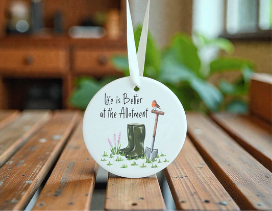 A Life is Better at the Allotment Ceramic Decoration available to buy from Fig and Rose Home.